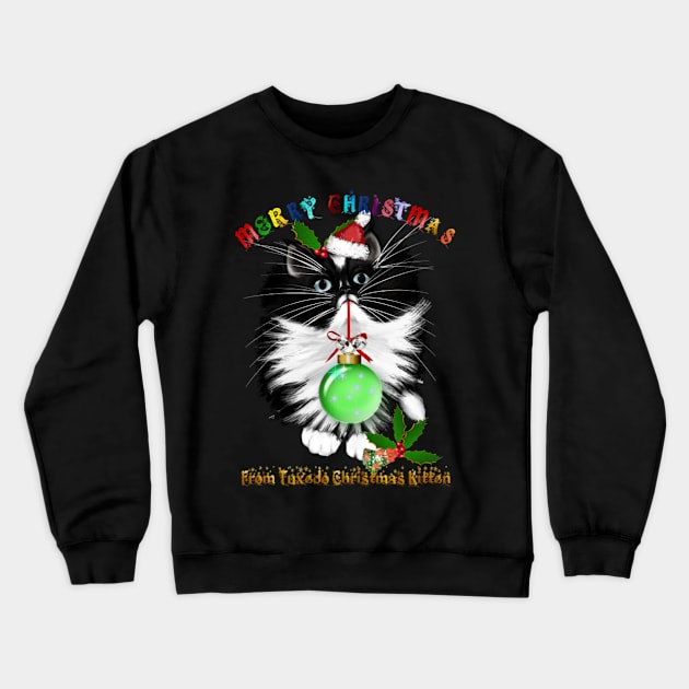 Cat Merry Christmas Crewneck Sweatshirt by D3monic